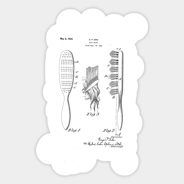 Comb Brush Design patent drawing Sticker by skstring